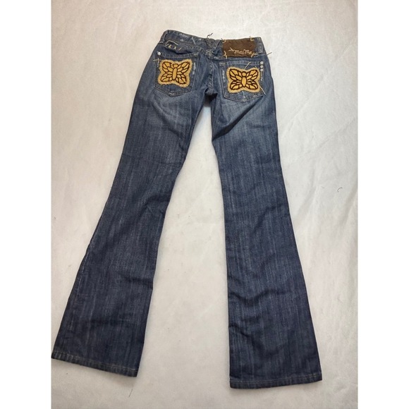 Miss Me Jeans Womens 25 Boot Cut Butterfly Embellished Denim Low Rise - Picture 9 of 12